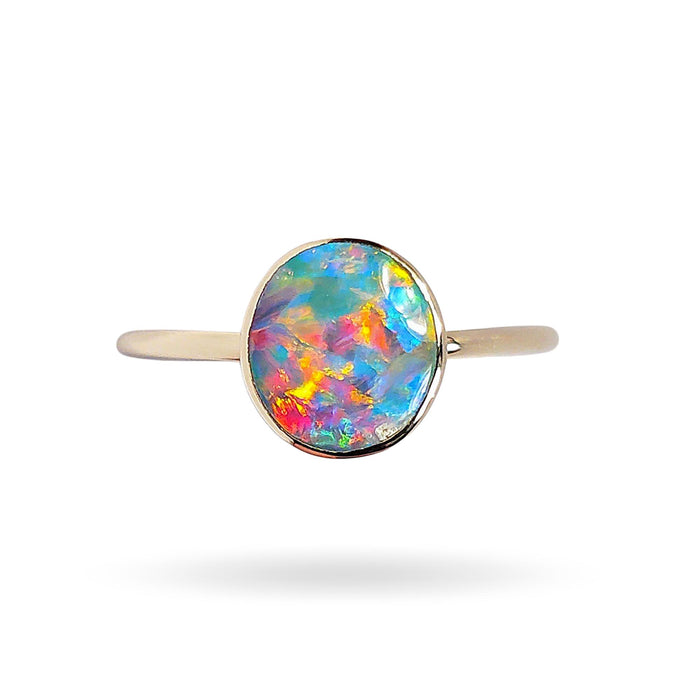Fue Azul' Solid 14k Gold Australian Opal Ring Doublet Super Gem Gift 2g N98