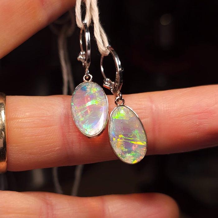 Surnaturel' Australian Solid White Gold Dangle Opal Earrings 10.45ct K46