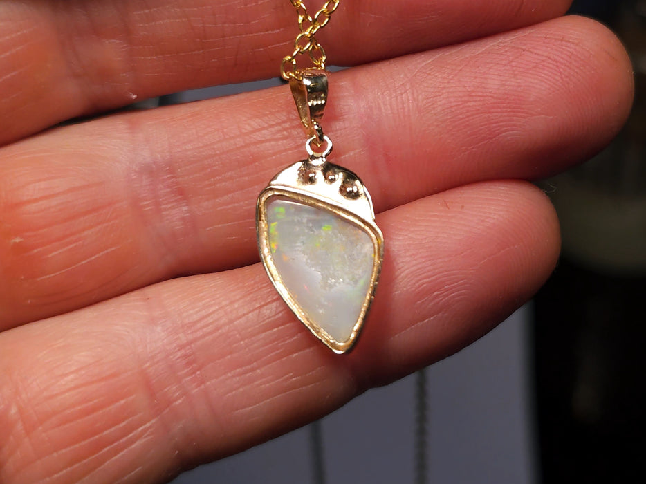 Gold Royale' Australian Opal & Diamond Pendant Solid Gem Gift 8.3ct N60