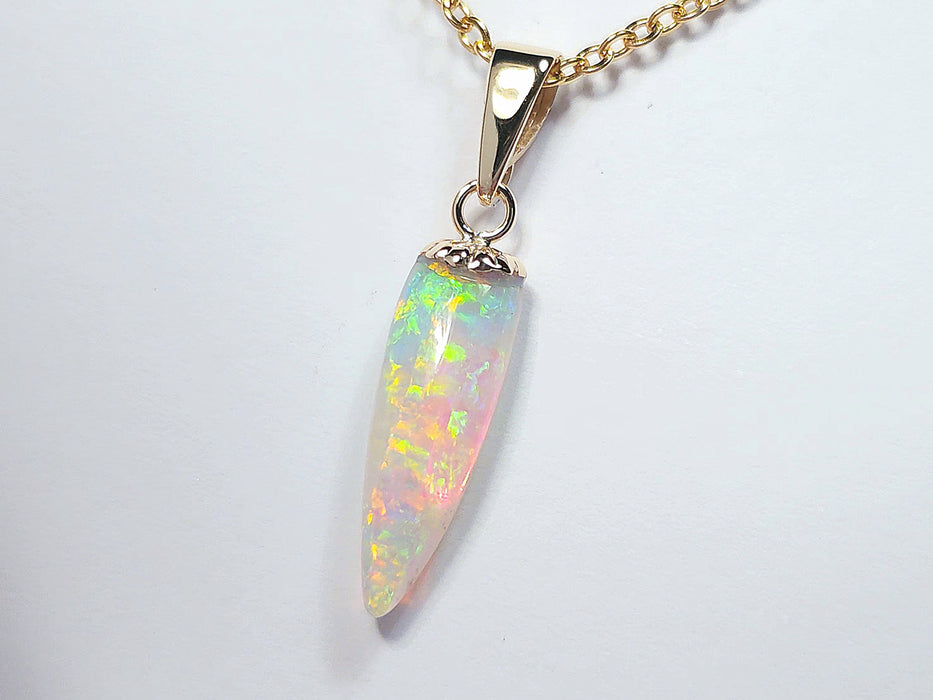 Light Seed' Rare Australian Solid Crystal Opal 14K Gold Pendant 4ct Gem N43