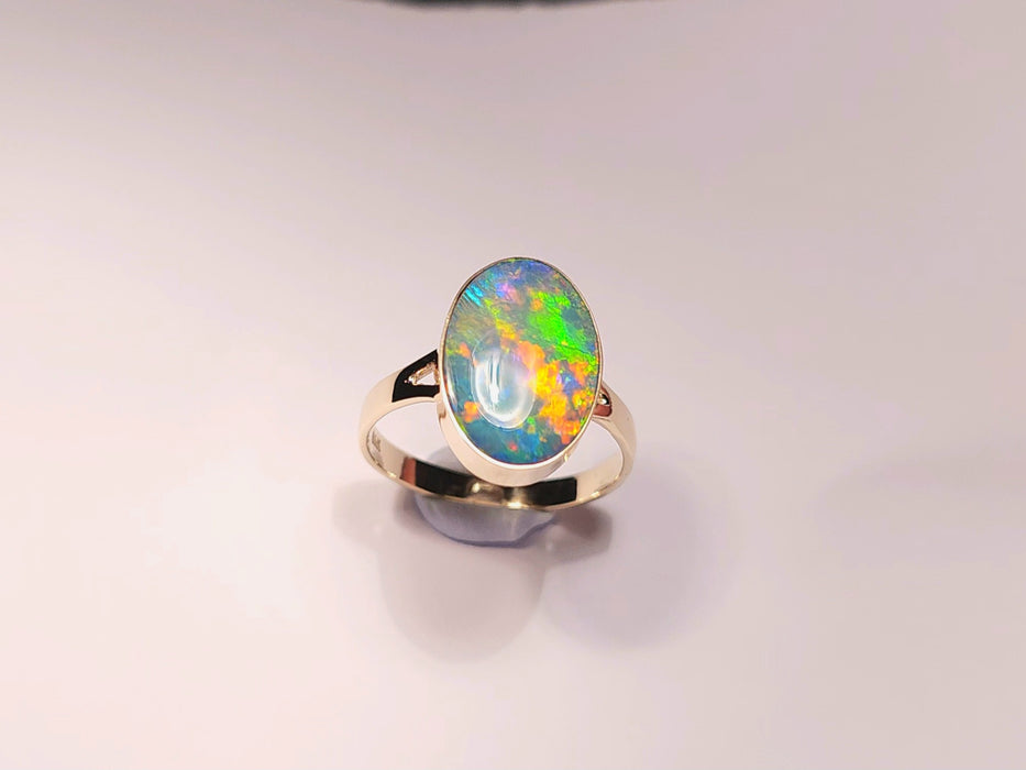 Feugo Rodante' Australian Opal Ring Gem Gift 2.6g 14k US Size 7 #K92