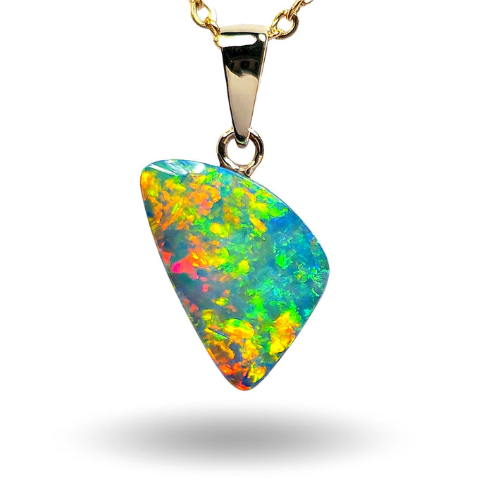 Vivus' Brilliant Australian Opal Pendant 14k Gold Doublet 5.7ct N87