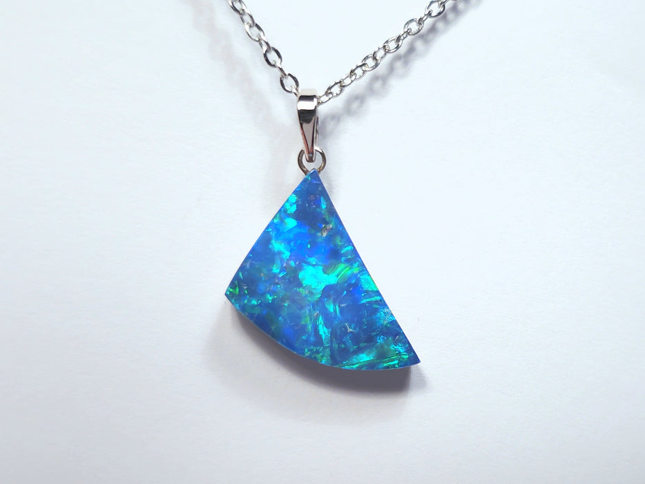 White Sails' Australian Opal Pendant 14k White Gold Doublet 8.2ct N46
