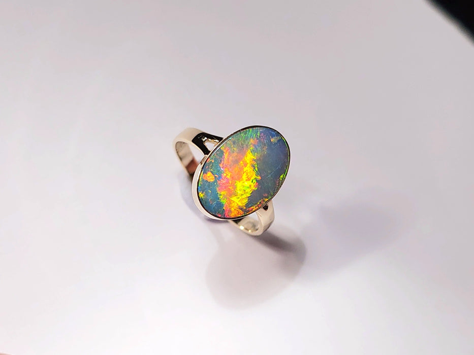 Feugo Rodante' Australian Opal Ring Gem Gift 2.6g 14k US Size 7 #K92