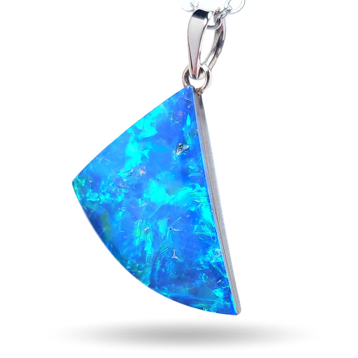 White Sails' Australian Opal Pendant 14k White Gold Doublet 8.2ct N46