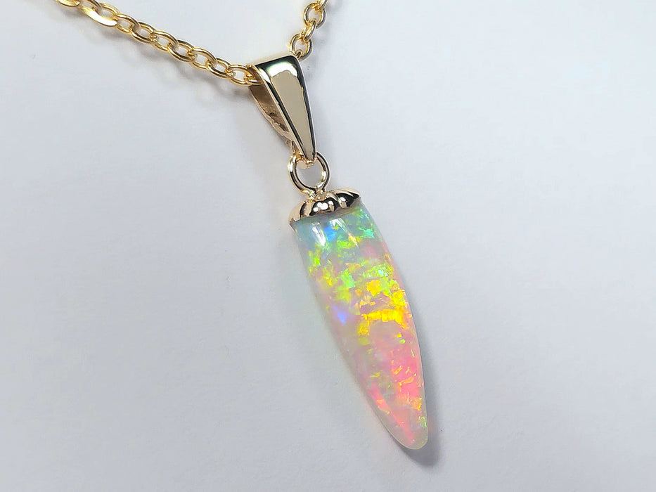 Light Seed' Rare Australian Solid Crystal Opal 14K Gold Pendant 4ct Gem N43