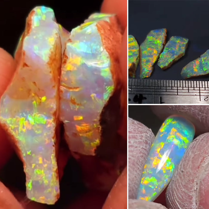 Light Seed' Rare Australian Solid Crystal Opal 14K Gold Pendant 4ct Gem N43