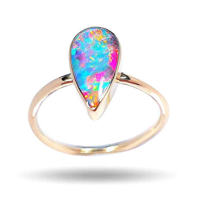 14k Gold Australian Vivid Magenta Opal Ring 2.2g Free Re-Size 7 N58