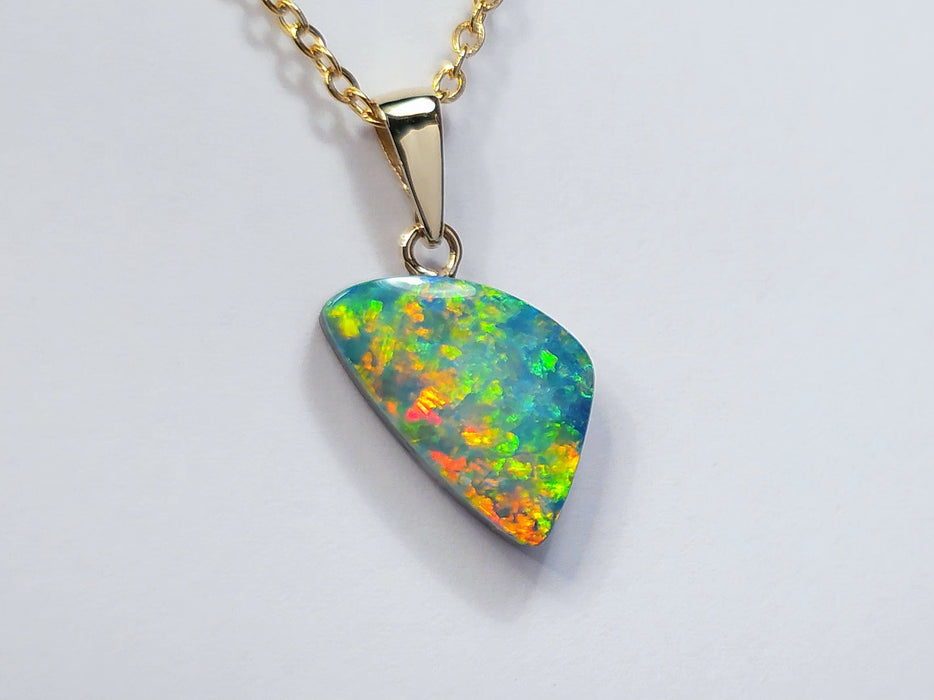 Vivus' Brilliant Australian Opal Pendant 14k Gold Doublet 5.7ct N87