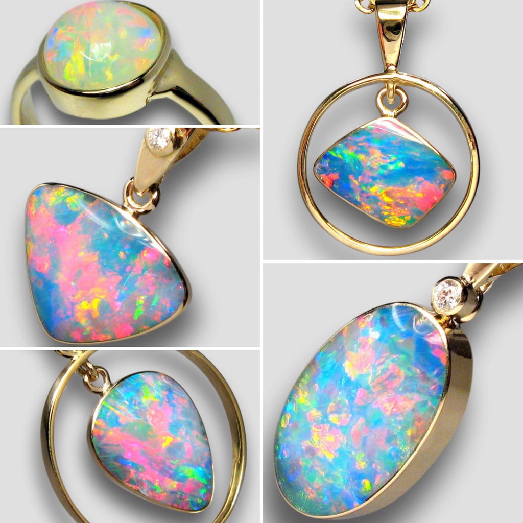 A small pocket of beautiful Australian opal shells transformed into gorgeous jewelry.