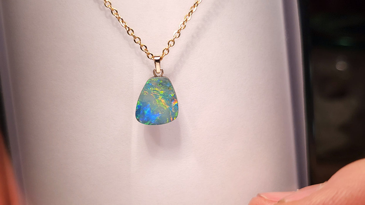 Gyre Colure' Australian Opal Pendant 14k Gold Doublet Gift 5ct K25