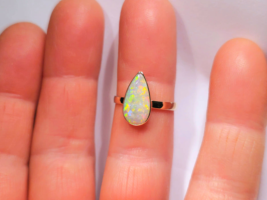 Rain Drop' Australian Solid Opal Ring 14k Gold 2.1g Size 7 M06