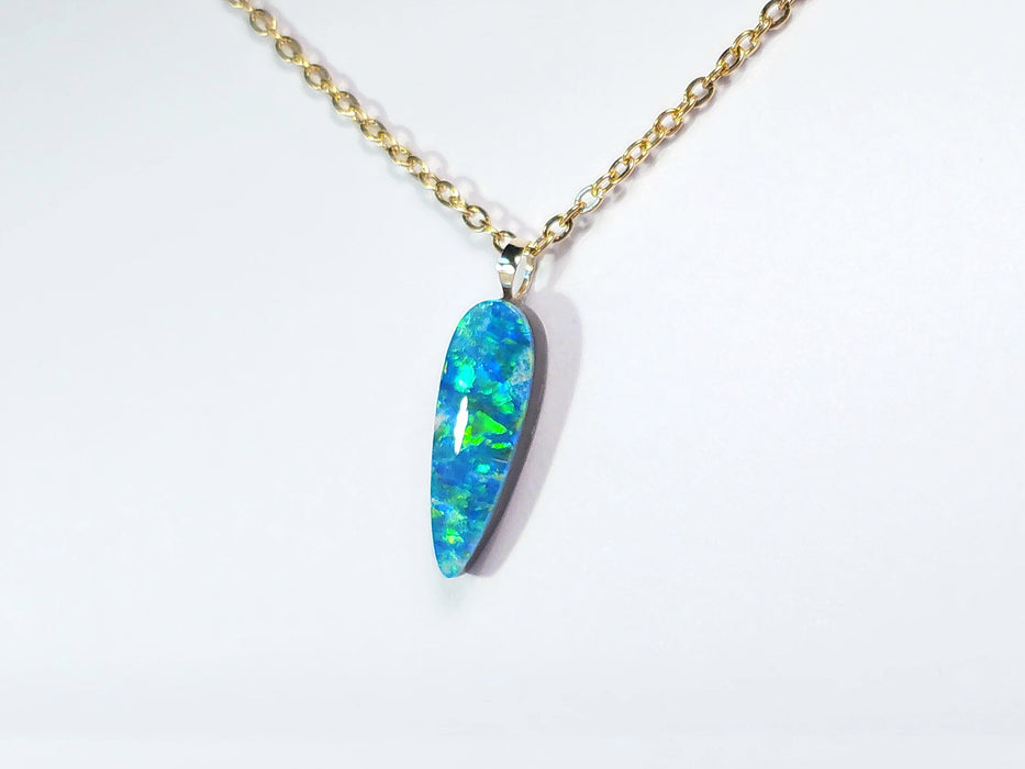 Tjintu Kari' Rare Australian 14k Gold Opal Doublet Pendant Gift 3.5 carat P79