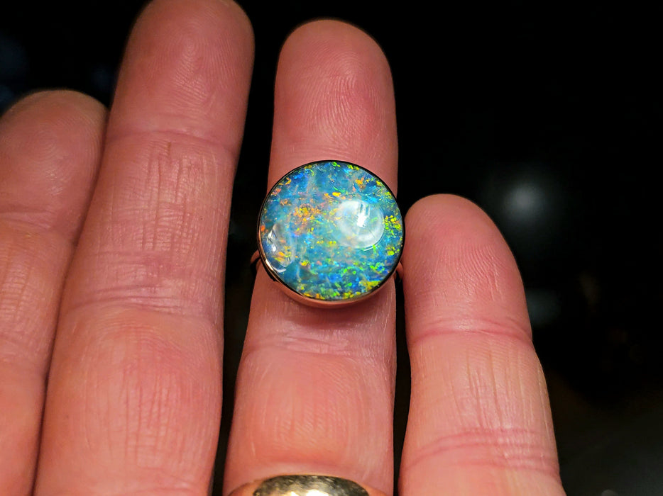Palantir' 14k Gold Australian Opal Ring 3.9g Free Re-Size O20