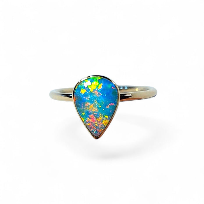 Raindrop' 14k Gold Australian Opal Ring 2g Free Re-Size Q41