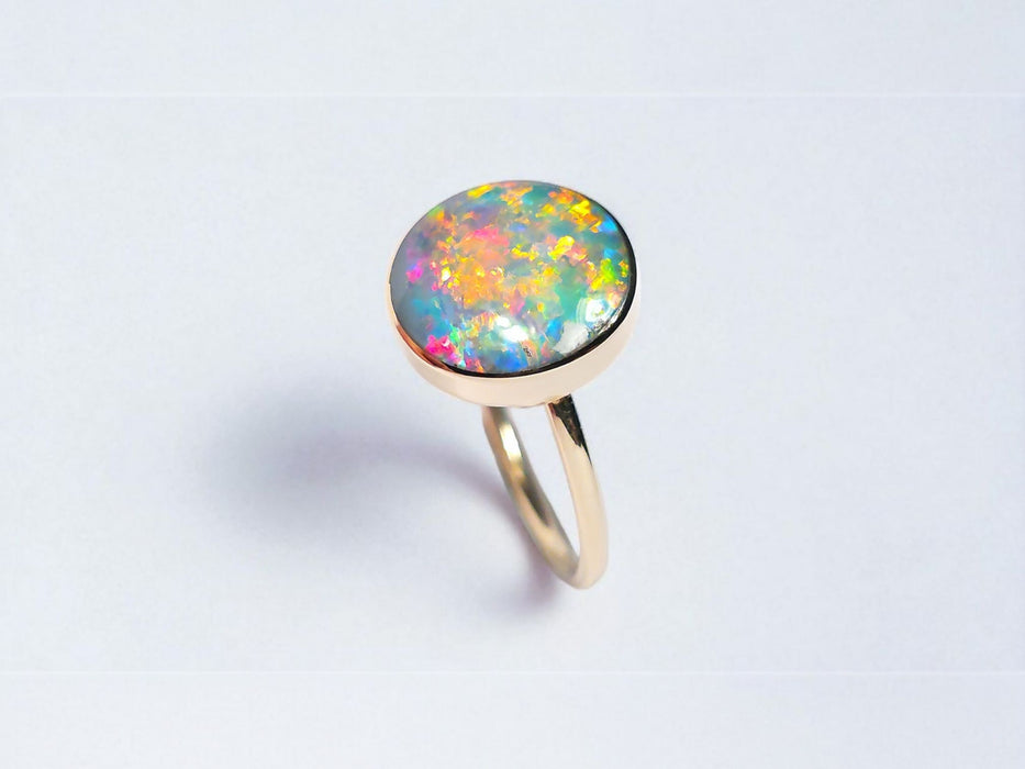 Plasma' 14k Gold Australian Opal Ring 2.5g Free Re-Size P06