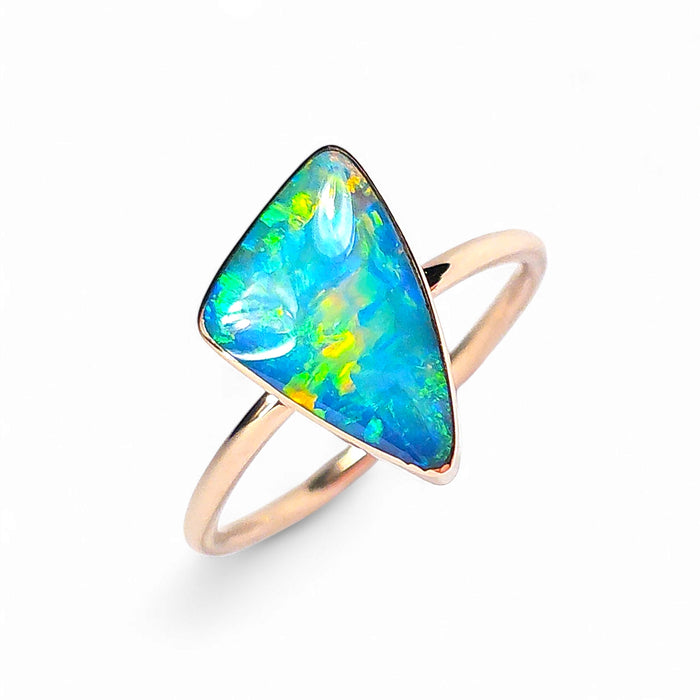 Stellarosa' 14k Pink Gold Rare Australian Opal Ring 2.3g Free Re-Size O28