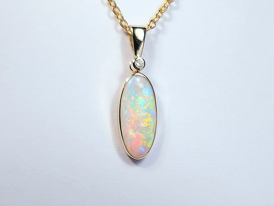 Chama Feroz' Australian Opal & Diamond Pendant Solid Gem Gift 4.6ct M92