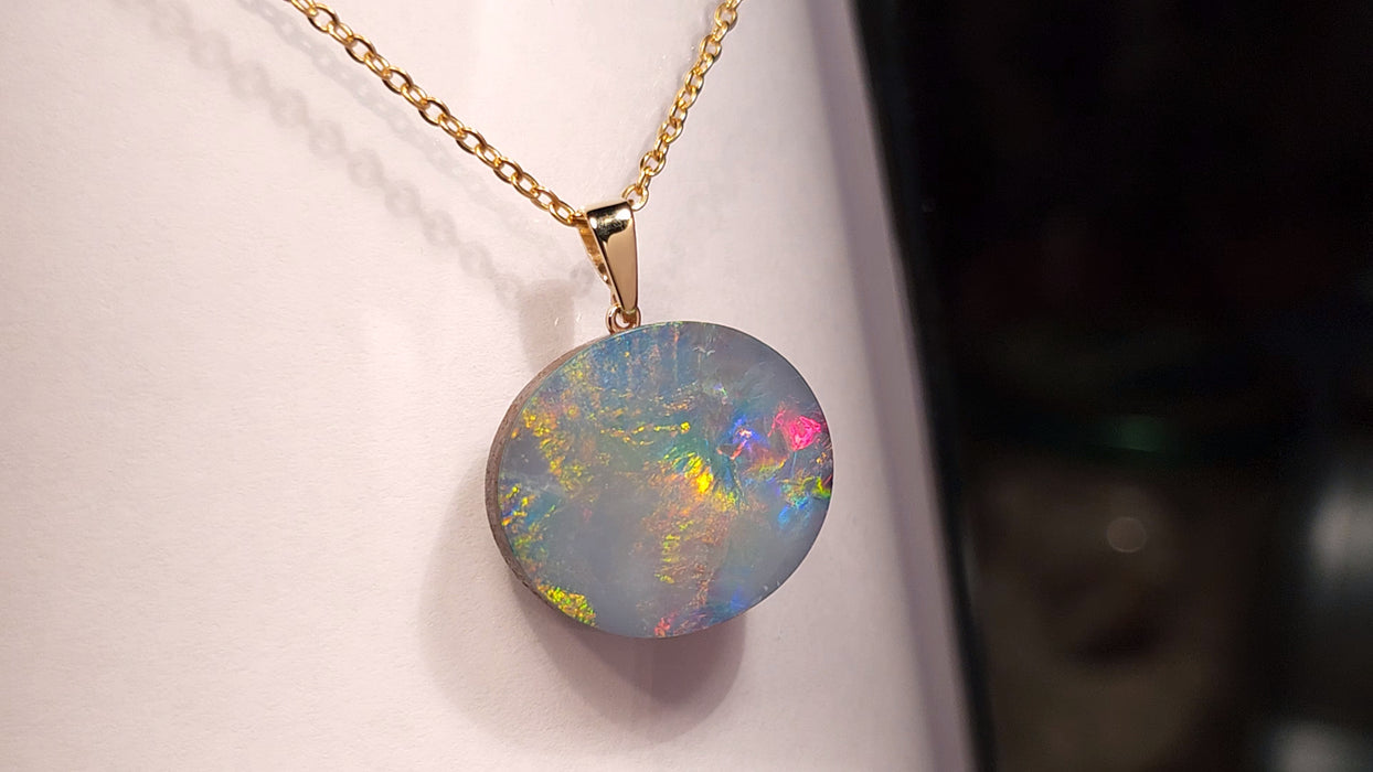 Rain of Fire' Australian Opal Pendant 14k Gold Doublet Gift 14.3ct K28