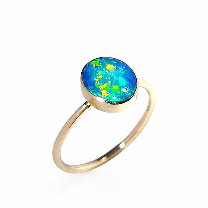 Pluto' 14k Gold Australian Opal Ring 2g Free Sizing Q96