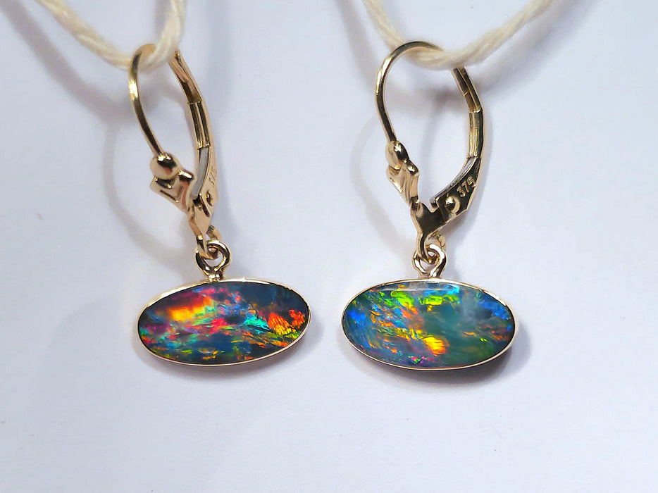 Pavlof Sisters' Australian Opal Earrings Gold Gem Gift Jewelry 7.4ct M58