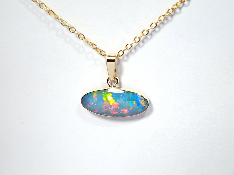 Prisma' Genuine Australian Opal Pendant 14k Gem Gift 0.8g R09
