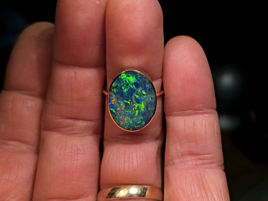 Atlanta' 14k Gold Australian Opal Ring 3.9g Free Re-Size O22
