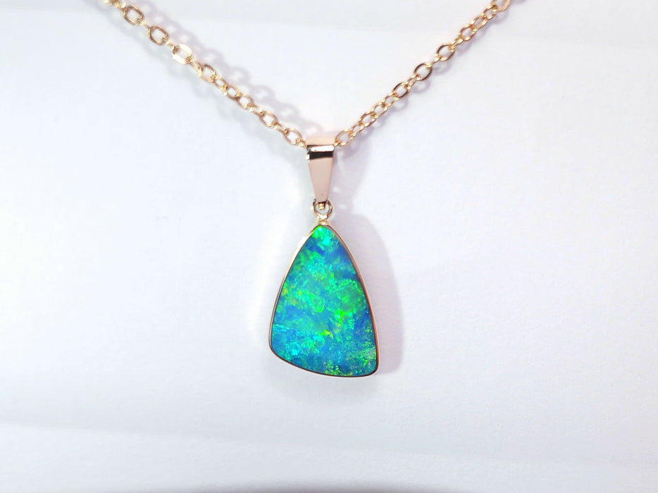 Rosengarten' Genuine Australian Opal Pendant 14k Rose Gold 1.5g P52