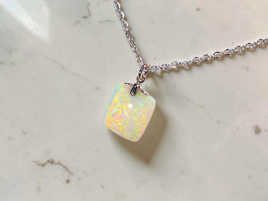 Grunspark' Australian Solid Crystal Opal 14k White Gold Pendant 4.5ct Gem P75