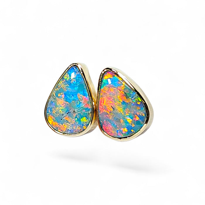 Kutjara Waru' Australian Stud Opal Earrings Inlay Jewelry Gem 14k 1.68gt Q84