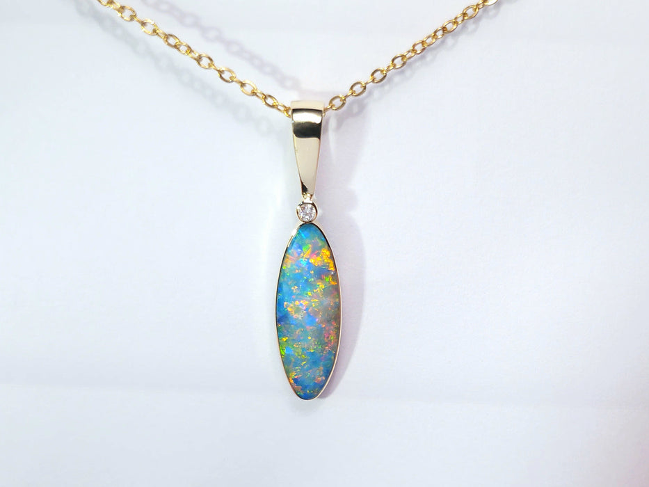 Shahi Sona' Rare Super Gem Opal & Diamond Pendant 14k Gold 2.3g P63