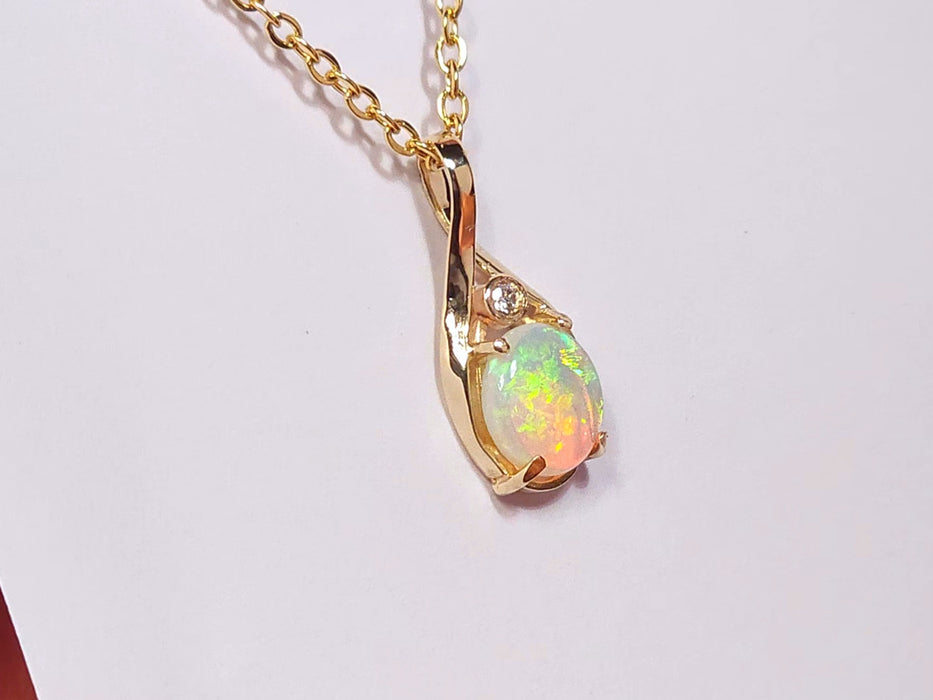 Princesita' Australian Solid Opal & Diamond 14k Pendant Super Gem 4.3ct K98