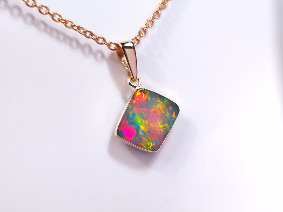 Bougain Blush' Australian Opal Pendant 4.2ct 14k Rose Gold Genuine Jewelry L86