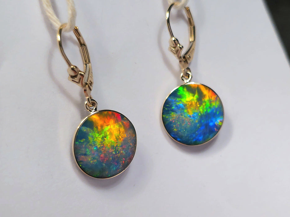 Jardin De Luz' Rare Bright Australian Opal Earrings Gold Jewelry 11.6ct M56