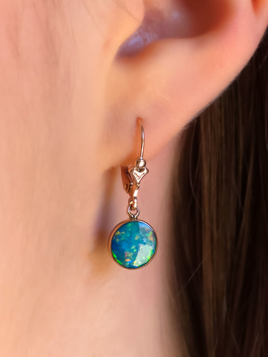 Rose Glow' Australian Opal Earrings Pink Gold Dangle Jewelry Gems 8.3ct O82