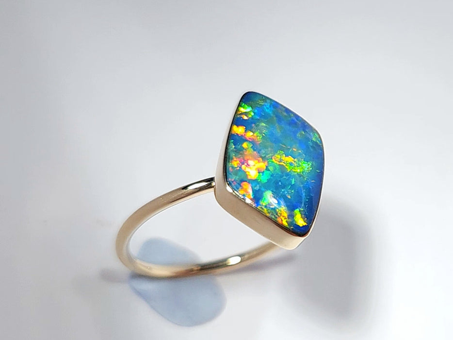 Empreza' 14k Gold Australian Opal Ring 2.5g Free Sizing R01