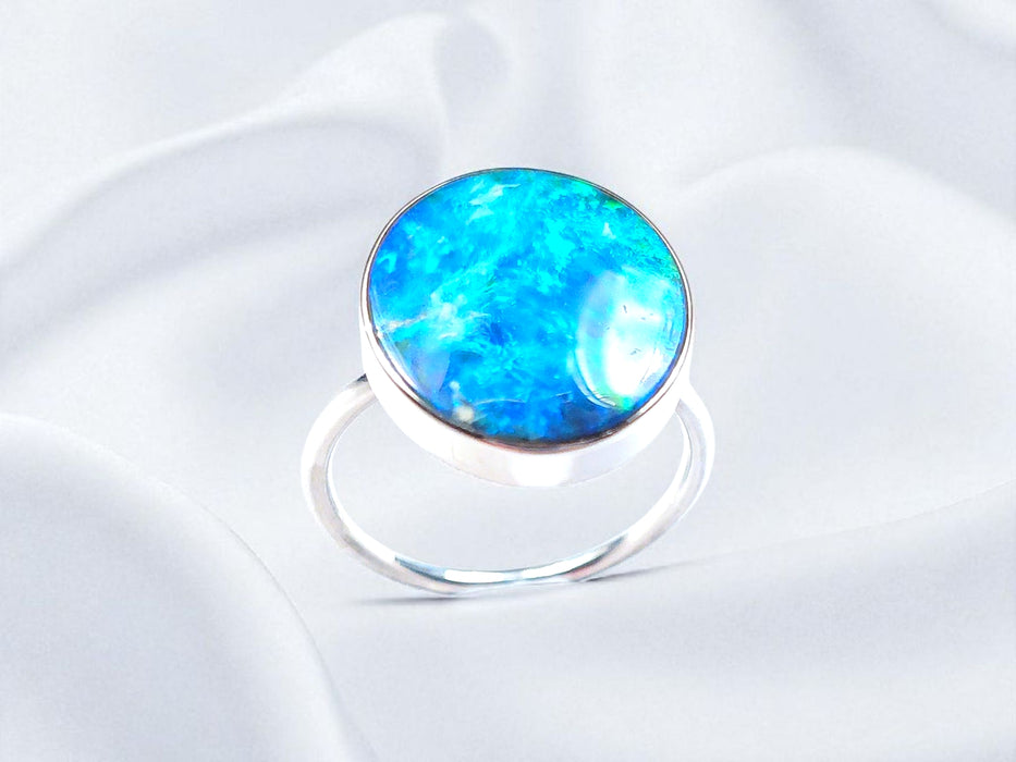 Azul Grande' 925 Silver Australian Opal Ring 3.4g Free Re-Size O32