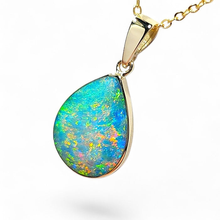 Shizuku' Rare Genuine Australian Opal Pendant 14k Gem Gift 1.3g Q72