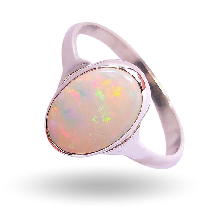 Shore Fire' Solid Natural Australian Opal Ring Size 8. 5 Silver Jewelry L00