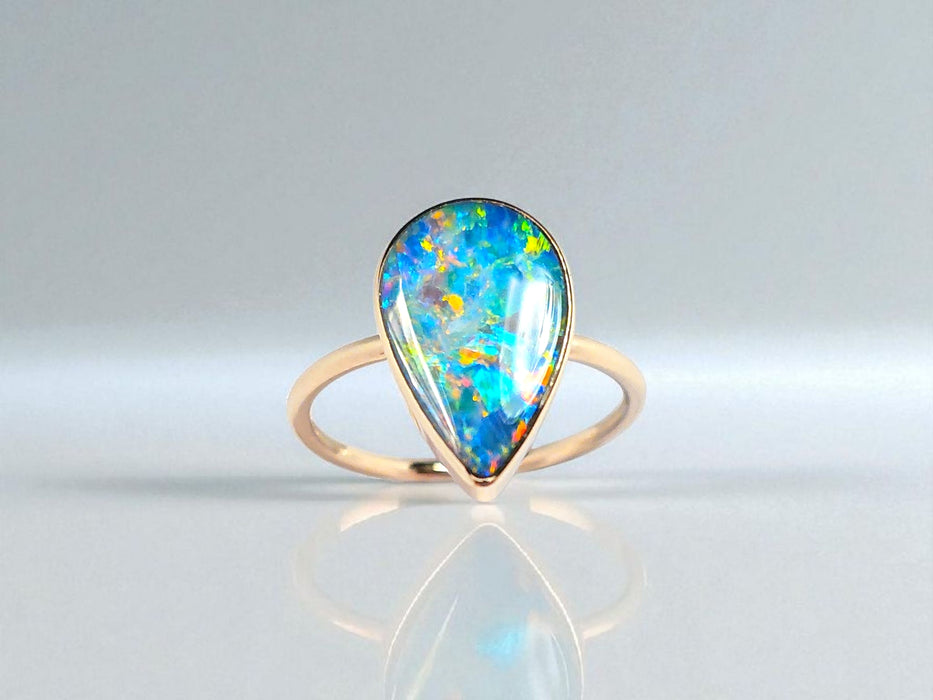 Aster' 14k Gold Australian Opal Ring 2.6g Free Re-Size O17