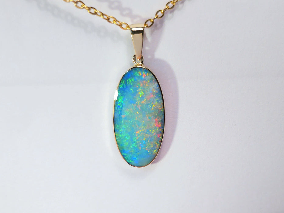 Snowbow' Genuine Australian Opal Pendant 14k Gem Gift 1.9g P98