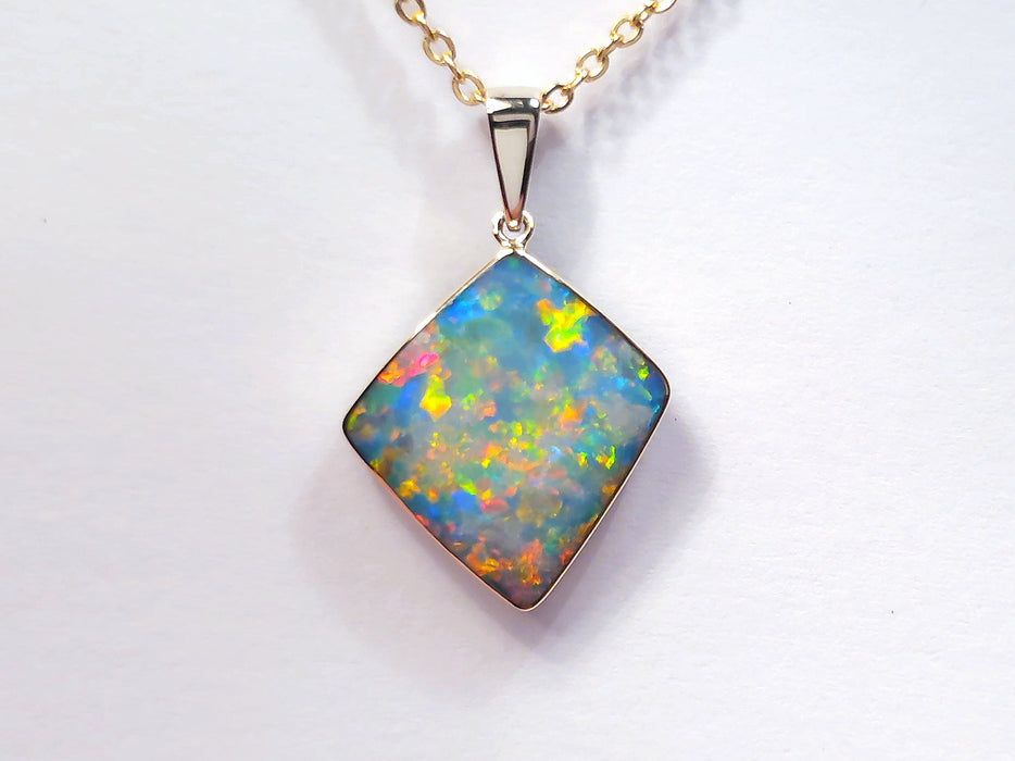 Lampros' Genuine Australian Opal Pendant 14k Gem Gift 9.7ct O91