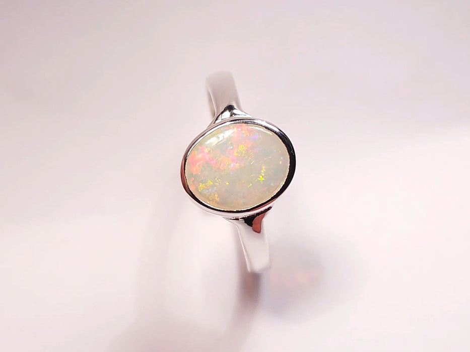 Tinsel Pink' Solid Natural Australian Opal Ring Size 7. 5 Silver Jewelry K99