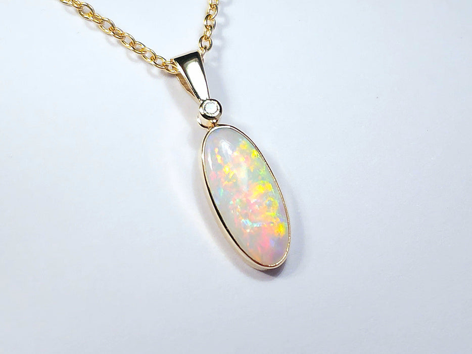 Chama Feroz' Australian Opal & Diamond Pendant Solid Gem Gift 4.6ct M92