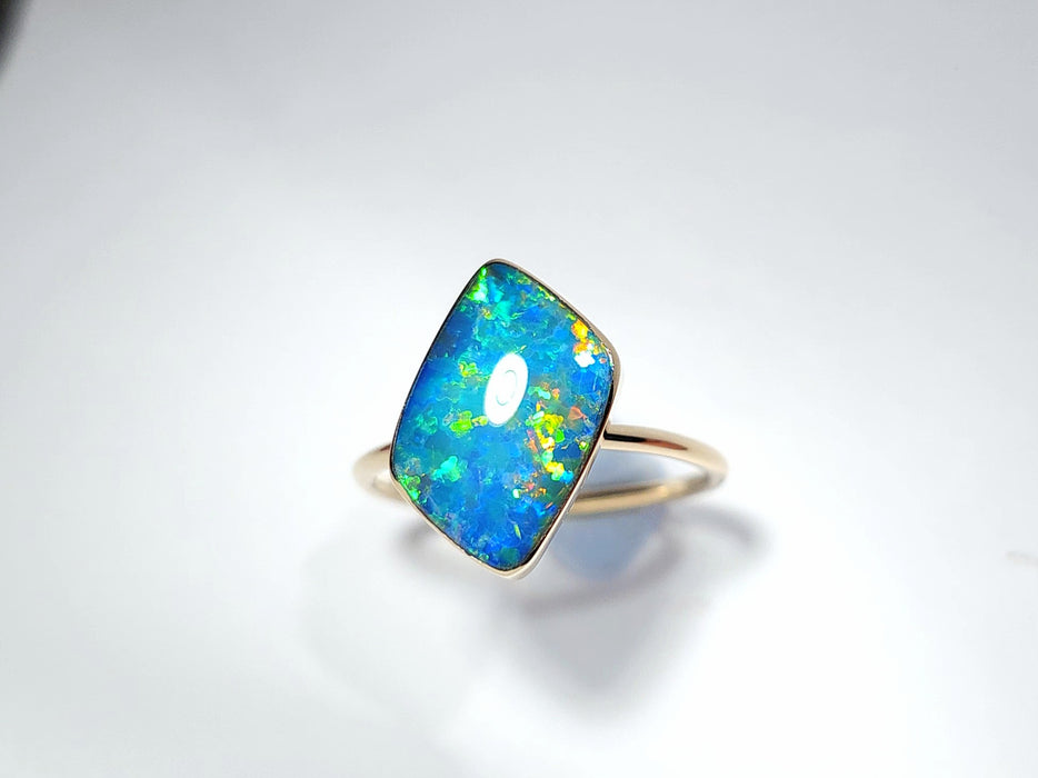Empreza' 14k Gold Australian Opal Ring 2.5g Free Sizing R01