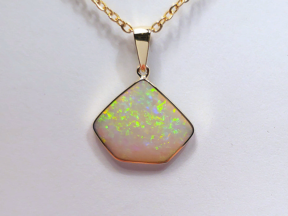 Verger Dansant' Natural Australian Solid Crystal Opal 14K Gold Pendant 5.6ct M35