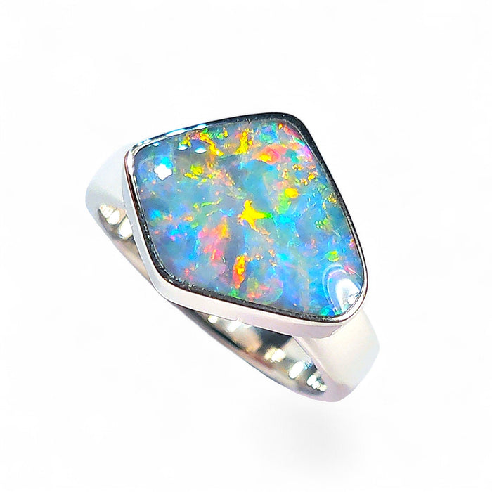 Odin's Eye' Large Unisex Australian Opal Silver Ring 8.4g Free Re-Size Q26