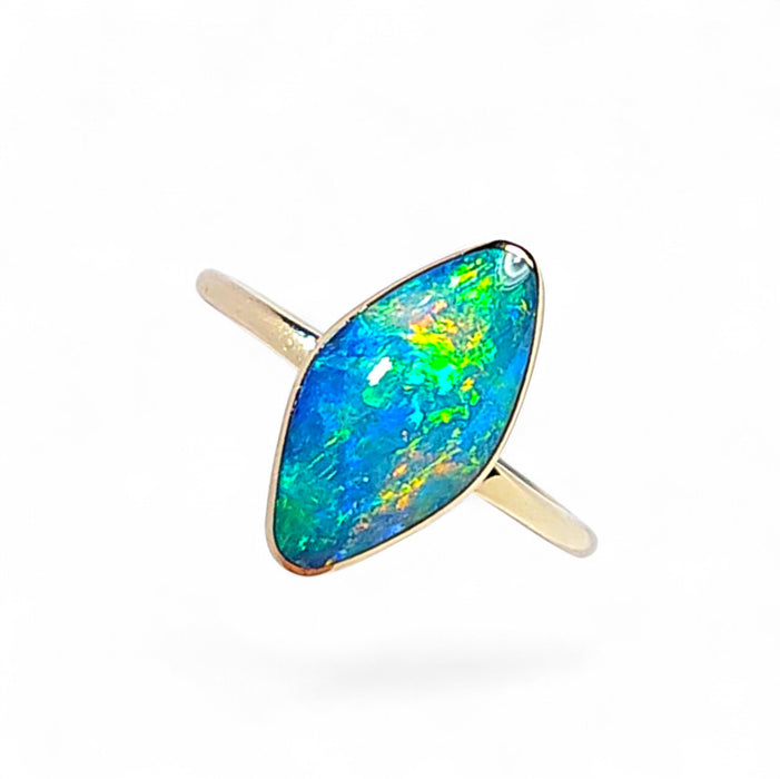 Etna' 14k Gold Australian Opal Ring 2.3g Free Re-Size P36