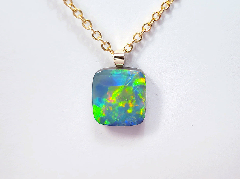 Aztec' Vivid Australian Opal Pendant 14k Gold Doublet Gift 4.2ct N37