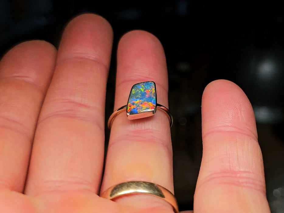 Estallido' 14k Gold Australian Opal Ring 2.1g Free Re-Size O26